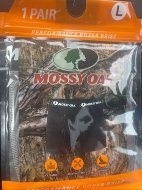 Mossy Oak Men’s Performance Boxer Briefs - Gray with Black waist band White Logo